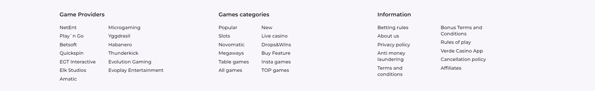 The official Verde Casino website